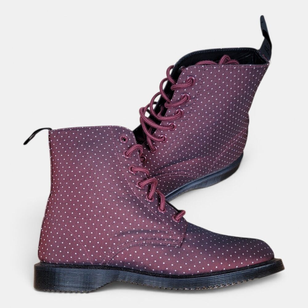 Dr. Martens Evan Boot Women's US 7 Pindot Cherry Red 7-Eyelet Lace Up NEW - Picture 5 of 8